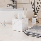 Marble Toothbrush Holder,Pencil Cup,3.9x3.9x3.9in,Carrara White - Image 5