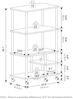Furinno Turn-N-Tube 4-Tier Toolless Multipurpose Printer Stand Display Storage Shelf with Wheels, Americano/Black - Image 2