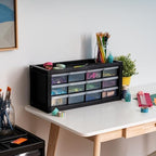 IRIS USA 12-Drawer Desk Storage Organizer, Charms, Water Packets, Black - Image 3