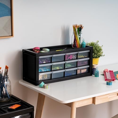 IRIS USA 12-Drawer Desk Storage Organizer, Charms, Water Packets, Black - Image 3