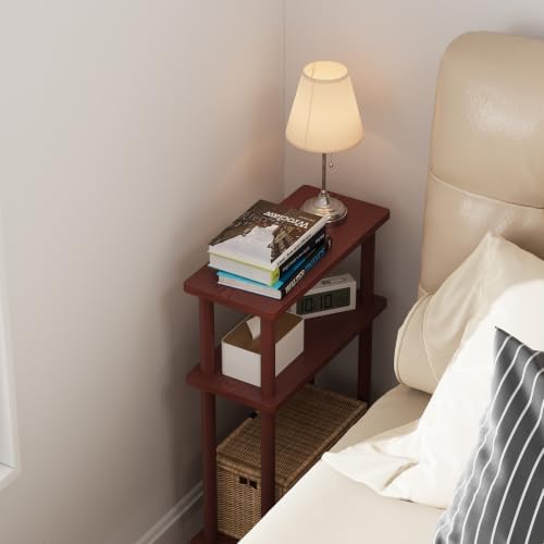 Apicizon Small Narrow Side Table, 3-Tier Skinny End Table, Dark Brown - Image 5
