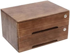 2-Tier Wooden Desktop Storage Box with Lockable Drawers, Flat File Cabinet Small Wooden Box Organizer for Office Supplies Installation-free, 15.75×11×8.66in (Walnut) - Image 4