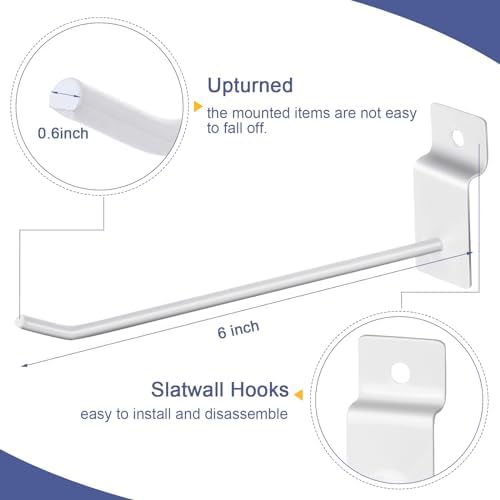 Tandefio 100 Pcs Slatwall Hooks 6 Inch Metal for Panel Display - Image 3