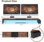 LAND·VOI Dual Monitor Stand Riser,41.5'' Long Monitor Stand for 2 Monitors, Wood Computer Riser with Pocket, Desktop Oraganizer with Pen Holder, Monitor Riser for Desk Computer,Laptop,TV, Rustic Brown - Image 6