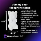 Gummy Bear Headphone Stand Hanger - Cute Headset Holder - Kawaii Desk Accessories - Compatible with Most Headphones (Pastel Pink) - Image 3