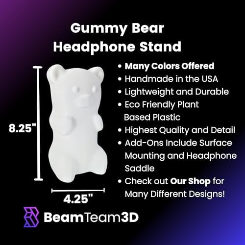 Gummy Bear Headphone Stand Hanger - Cute Headset Holder - Kawaii Desk Accessories - Compatible with Most Headphones (Pastel Orange) - Image 3