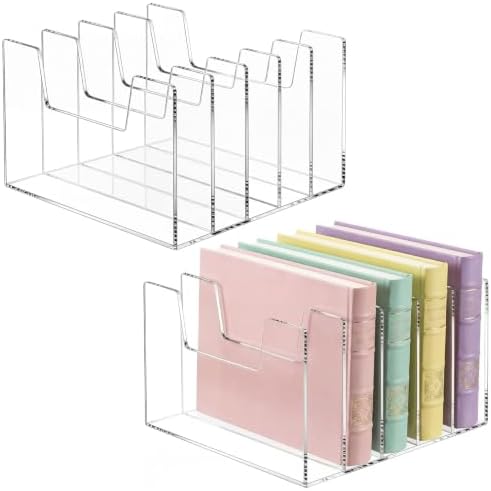 2 Pack 5 Section Clear Acrylic Desktop File Organizer Vertical File Sorter by Wenqik