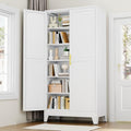 White Metal Storage Cabinet, 79" Kitchen Pantry Cabinets for Office by RISTERN