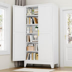 White Metal Storage Cabinet, 79" Kitchen Pantry Cabinets for Office by RISTERN