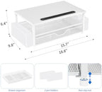 AUPSEN White Monitor Stand Riser, 2-Tier Wood Computer Desk Organizer with Drawer, Pen Storage & Phone Holder, Office Desk Accessories Desktop Organizer for Office Supplies (White) - Image 7
