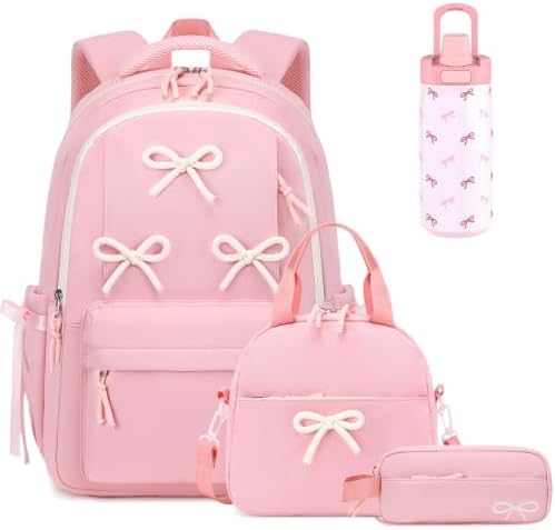 4PCS Bow Backpack for Girls with Insulated Water Bottle by Unknown