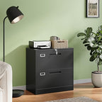 Letaya 2 Drawer File Cabinet with Lock,Metal Lateral Filing Cabinet for Home Office,Hanging Letter/Legal/A4 Size (Black, H27.95×W28.35×D15.74) - Image 2