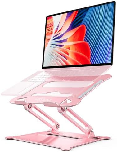 Urmust Adjustable Laptop Stand for Desk, 10-15.6“ Laptop Riser, Pink by Urmust