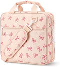 Zipper Binder Folder Keeper with Strap 2", 3 Ring, Pink, Bow by Heentan