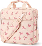 Zipper Binder Folder Keeper with Strap 2", 3 Ring, Pink, Bow by Heentan