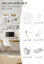 Pegboard Wall Organizer Set – 4 Peg Boards with Hooks & Shelves – Office, Kitchen, Gaming Room Desk Pegboard Storage – Peg Board Wall Display Rack (White) - Image 2