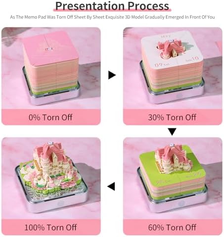 3D Memo Pad, 3D Calendar 2027, Time Piece Calendar, Tear-Off Calendars 2027, 3D Paper Carving Art Memo Pad, Art Carving Sticky Notes for Office Home Gifts Ornaments (Castle of Love) - Image 4