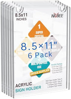 NIUBEE Acrylic Sign Holder 8.5 x 11 Clear Plastic Wall Mount Frame 12 Packs by NIUBEE
