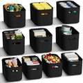 ORGIDOL 10 Pack Black Plastic Storage Bins, Storage Container for Organizing, Storage Boxes with Handle for Shelves, Cute Organizer Bins for Craft, Snacks, Pantry, Cabinet, 9.69x6.7x5.7 inch by ORGIDOL