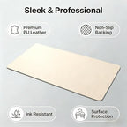 Single-Sided Desk Mat - (20"x40") Leather & Cork Desk Protector, Large Mouse Pad & Writing Pad for Office/Home, Off-White - Image 4