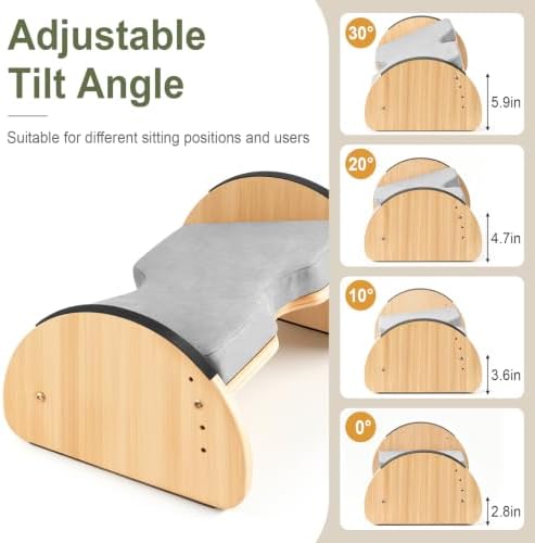 Adjustable Foot Rest Under Desk, Bamboo Wood Foot Stool with Cushion, Rocking Under Desk Footrest, Desk Leg Rest for Home Office - Image 3