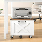 HOOBRO Farmhouse File Cabinet, Small Rolling File Cart Under Desk, 1-Drawer File Cabinet for Home Office, Printer Stand with Drawers, File Organizer Fits A4/Letter Size, White and Walnut, WH34WJ01 - Image 2