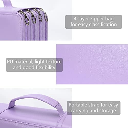 Vomgomfom PU Leather Pencil Case, Holds 100 Markers/300 Pens,Purple - Image 3