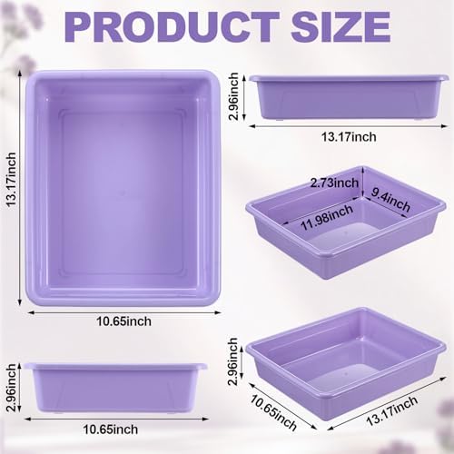 Novabright 6 Pack Purple Letter Size Flat Storage Organizer Trays Bins - Image 2