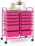 LDAILY 12 Drawer Rolling Storage Cart, Craft Cart Organizer on Wheels w/Metal Frame, Large Capacity & Smooth Drawer, Rolling Cart w/Drawers for Classroom, Office by LDAILY