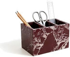 Purple Red Marble 3-Compartment Pen Holder for Desk by SIRIZEN-DIVING