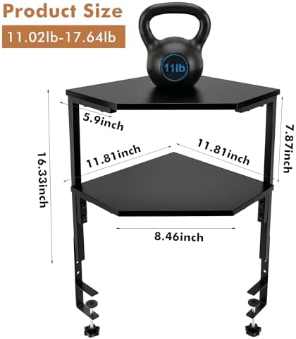 2-Tier Corner Clamp On Desk Shelf for Home Office Gaming Room - Image 2