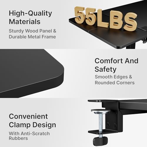 PEGZONE Desk Extender Tray, 28" x 12", with Storage Drawer, Large, Black - Image 3