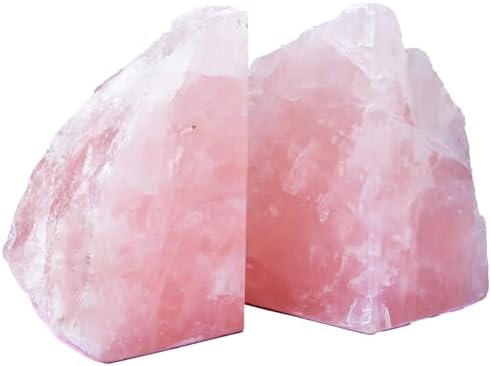 Rose Quartz Bookends Decorative Pink Crystal Stone Book Holders Heavy Duty - Image 3