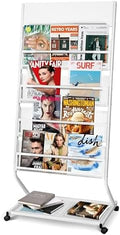 4-Tier Rolling Magazine Rack, Floor Standing Brochure & Literature Display Stand, 23.4" Wide, White by XIDIHF