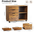 Simple Deluxe 3 Drawer Rolling File Cabinet, Wood Printer Stand with Adjustable Shelf for Home Office Study Organizatiom, Brown - Image 2