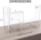 My Space Organizers Adjustable Acrylic Desk Shelf for Top of Desk: Clear Desktop Shelf, Premium Desktop Bookshelf Organizer, Office Table Book Shelves - Image 2