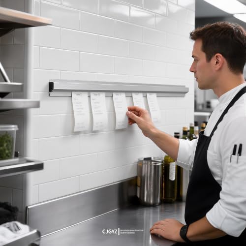 4 Pcs Restaurant Ticket Holder, Magnetic Note and Paper Holder with Aluminum Slide Check Rack, 16/18/24" Ticket Rail for Restaurant Orders, Bill Display, Kitchen, Cafes, Bars (36 Inch) - Image 4