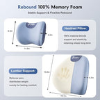 FLORICH Lumbar Support Pillow and Neck Pillow for Office Chair Car, Ergonomic Memory Foam Back Support for Office Gaming Chair Driving Seat Wheelchair, Relieves Neck, Back & Sciatica Pain – Blue - Image 2