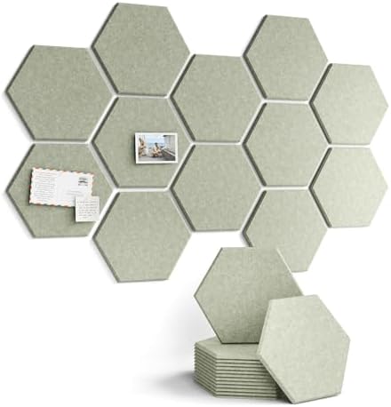 Fluxynara 12-Pack Hexagon Felt Bulletin Board Tiles, Sage by FLUXYNARA