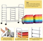 Giantex 12 Drawers Rolling Cart, Mobile Storage Drawer Cart, Classroom Organizer Cart for Office School Supplies Tools Scrapbook Paper Craft Small Printer, Utility Cart on Wheels, Multicolor - Image 6