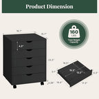 5 Drawers Mobile File Cabinet, Printer Stand Storage Cabinet - Image 3