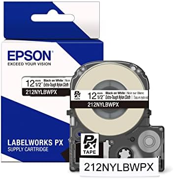 LABELWORKS Epson 212NYLBWPX Nylon Tape - Black on White - 1/2" (12mm), 19ft by EpsonLABELWORKS