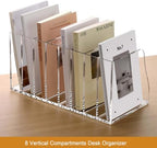 YUXUN Acrylic Desk File Organizer, 8-Section Upright Magazine Holder - Image 2