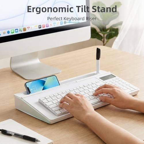 16"x7" Glass Desktop Whiteboard with Calculator, White - Image 6