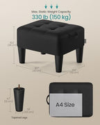 SONGMICS Foot Stool, Small Linen-Look Fabric Ottoman with Thick Cushion - Image 3