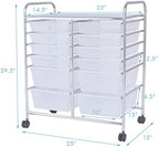 LDAILY 12 Drawer Rolling Storage Cart, Craft Cart Organizer on Wheels w/Metal Frame, Large Capacity & Smooth Drawer, Rolling Cart w/Drawers for Classroom, Office - Image 3