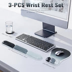 Ospelelf Mouse Pad with Wrist Rest Set Gel Ergonomic Keyboard Wrist Support Anti-Slip Rubber Bottom Office Women Desk Accessories for Computer, Laptop and Gaming, Black and Grey - Image 2