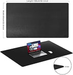 Cacoy 40"x24" Leather Desk Pad Blotter, Non-Slip Waterproof Desk Mat, Black - Image 3