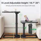 Kitstorack TV Tray Table, Adjustable Height & Rounded Metal Corners, Snack Table for Couch, Sofa, Bed, Chair, Living Room, C Shaped End Side Table for Eating, Dinner or Laptop, Small Spaces, Dark Gray - Image 5