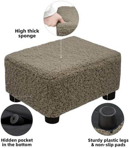 CAROLMADE Small Foot Stool Ottoman Footstool with Legs Under Desk Footrest for Living Room Bedroom and Office, Soft Coffee - Image 5